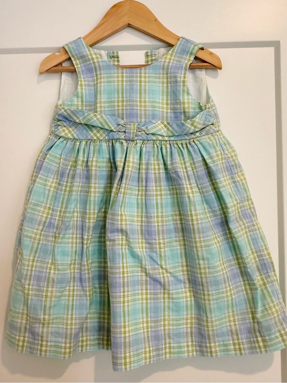 Janie and Jack Pastel Plaid Sleeveless Dress in Blue & Green